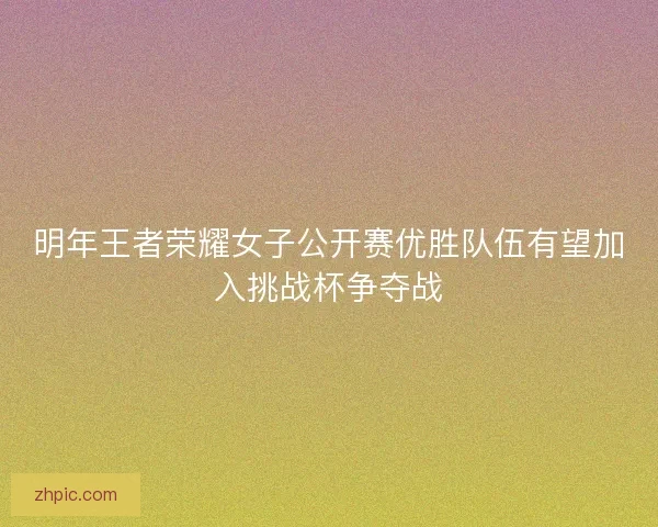 明年王者荣耀女子公开赛优胜队伍有望加入挑战杯争夺战