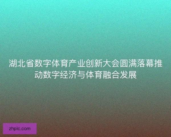 湖北省数字体育产业创新大会圆满落幕推动数字经济与体育融合发展